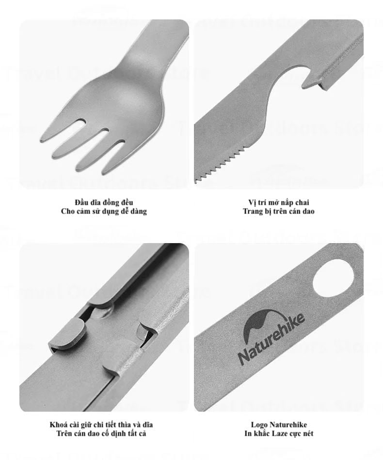 Bộ dao thìa dĩa Titanium Naturehike CNH22CJ017