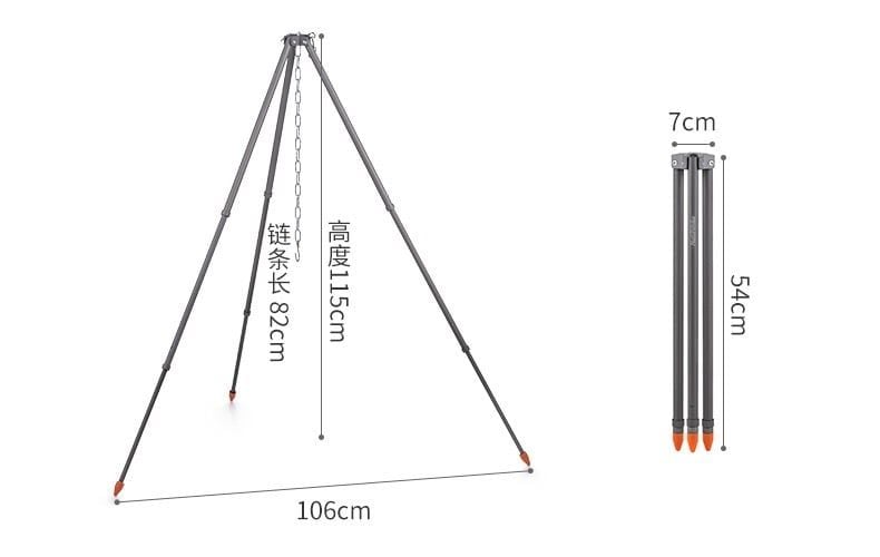 Bộ nồi treo và giá treo ngoài trời Naturehike NH19CJ003 – giá kim loại NH19CJ004