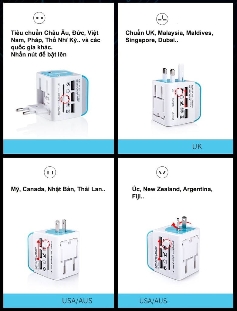 Ổ cắm đa năng du lịch có cổng USB, chuyển nguồn NatureHike NH18P001-J