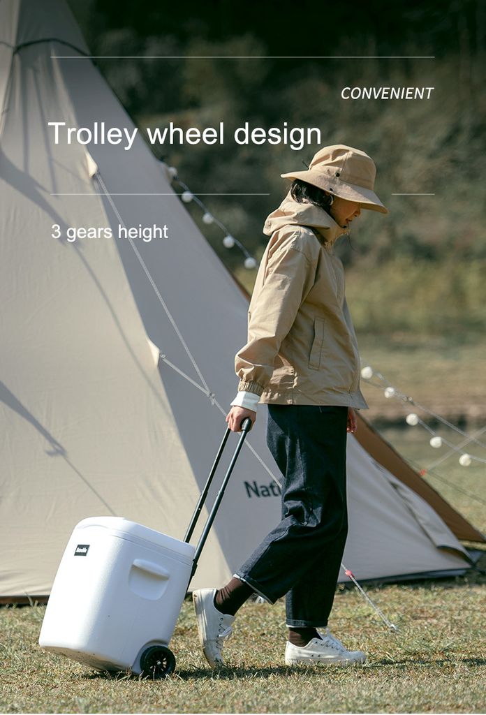 Thùng giữ nhiệt có bánh xe kéo Naturehike NH20SJ021 sử dụng dã ngoại, cắm trại đa năng