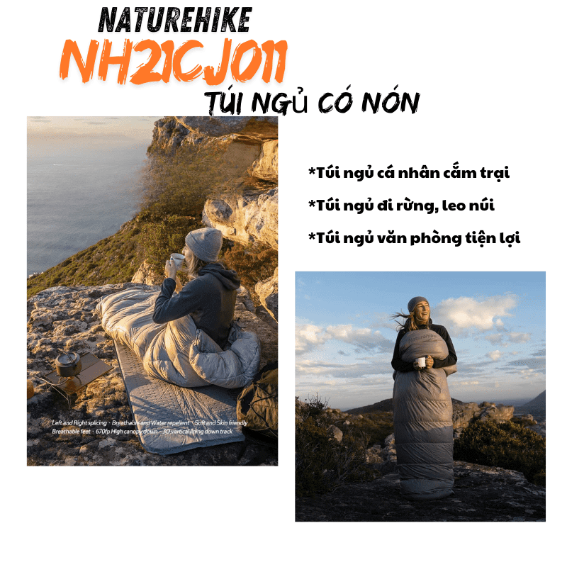Túi ngủ phong bì có mũ Naturehike NH22YD003