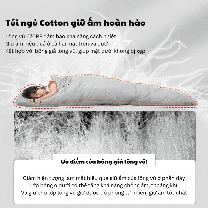Túi ngủ phong bì có mũ Naturehike NH22YD003