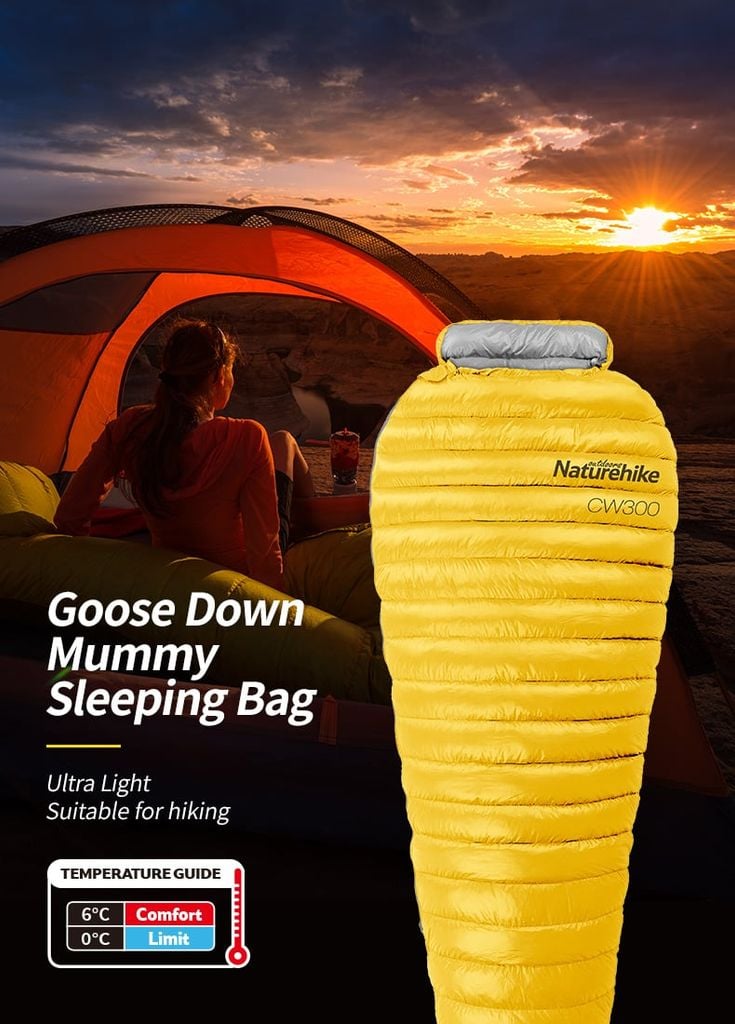 Túi ngủ Du lịch Lông Vũ siêu nhẹ, giữ ấm Mùa Đông NatureHike NH18S300-D