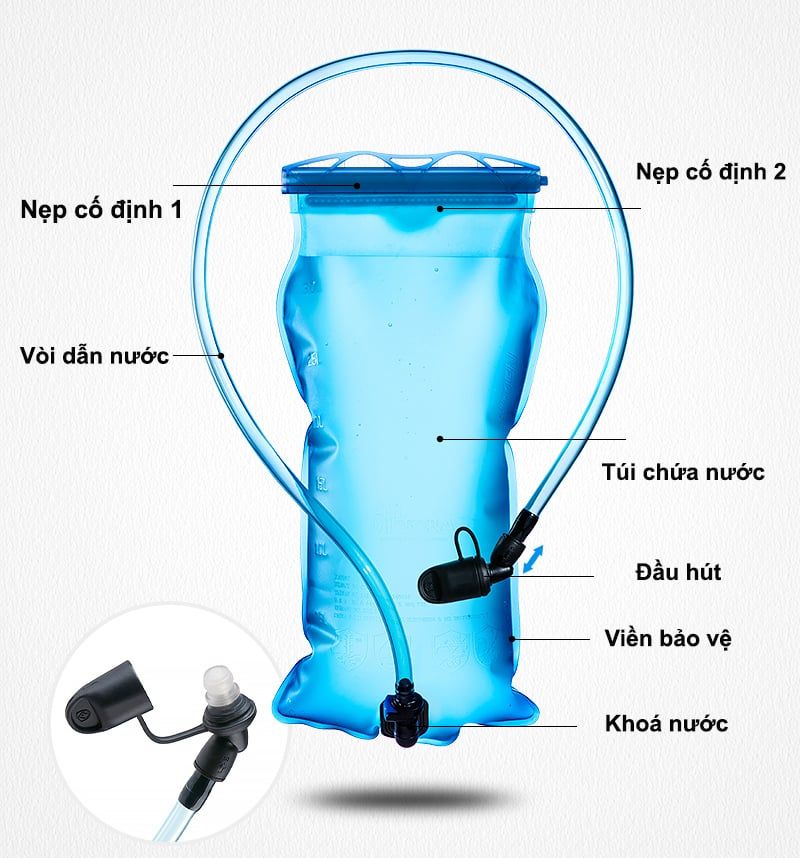 Túi nước balo chạy bộ, đạp xe 1.5L, 3L tiện lợi NatureHike NH18S070-D