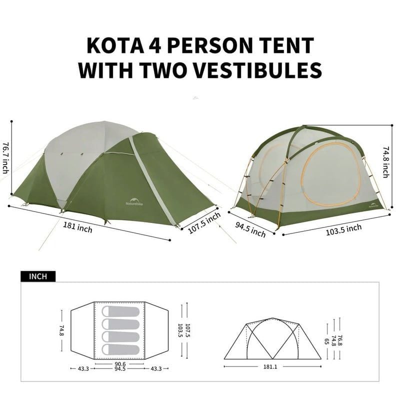 Lều đường hầm cấu trúc siêu nhẹ Naturehike CNK2450WS041