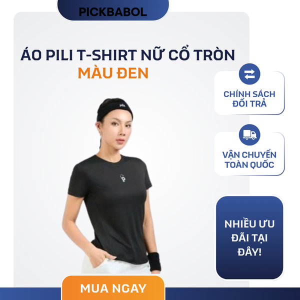  Áo Pili T-shirt Nữ Cổ Tròn - Đen 
