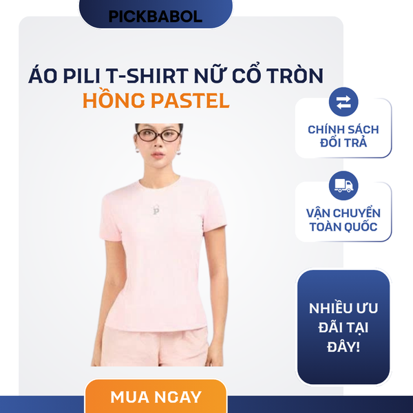  Áo Pili T-shirt Nữ Cổ Tròn - Hồng Pastel 