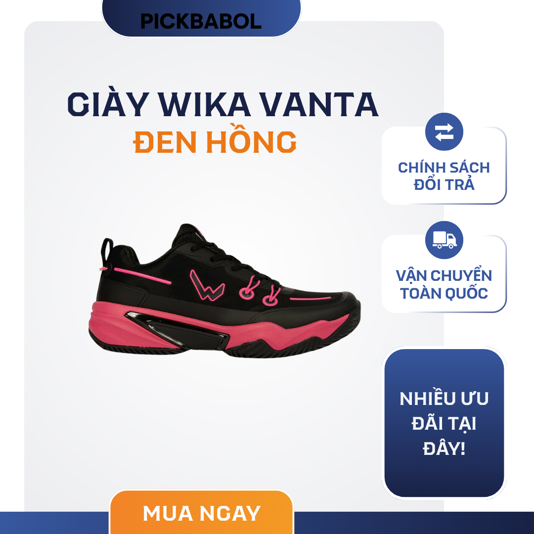  Giày Wika Vanta - Đen hồng 