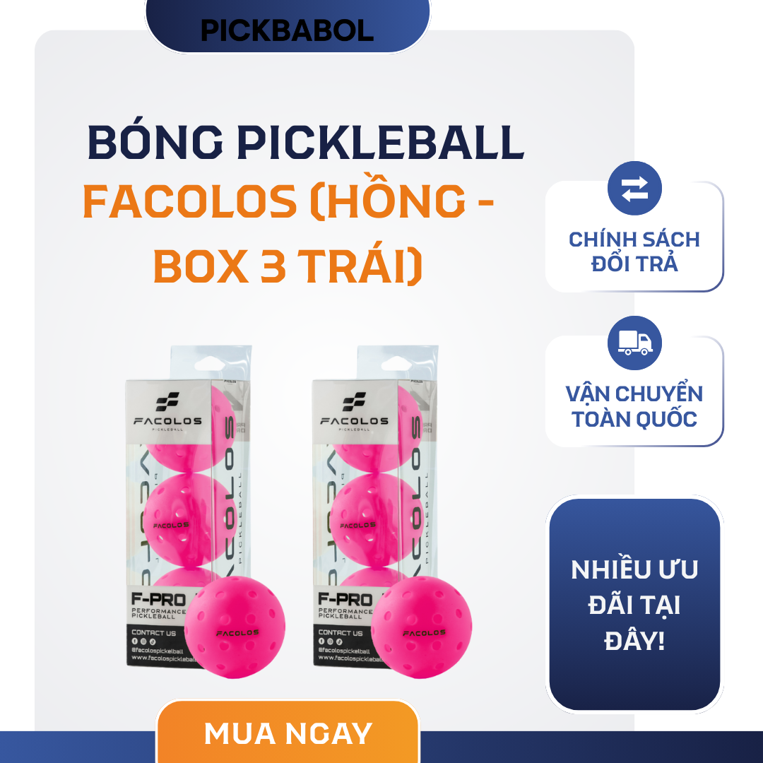  Bóng Pickleball Facolos Hồng - Box 3 trái 