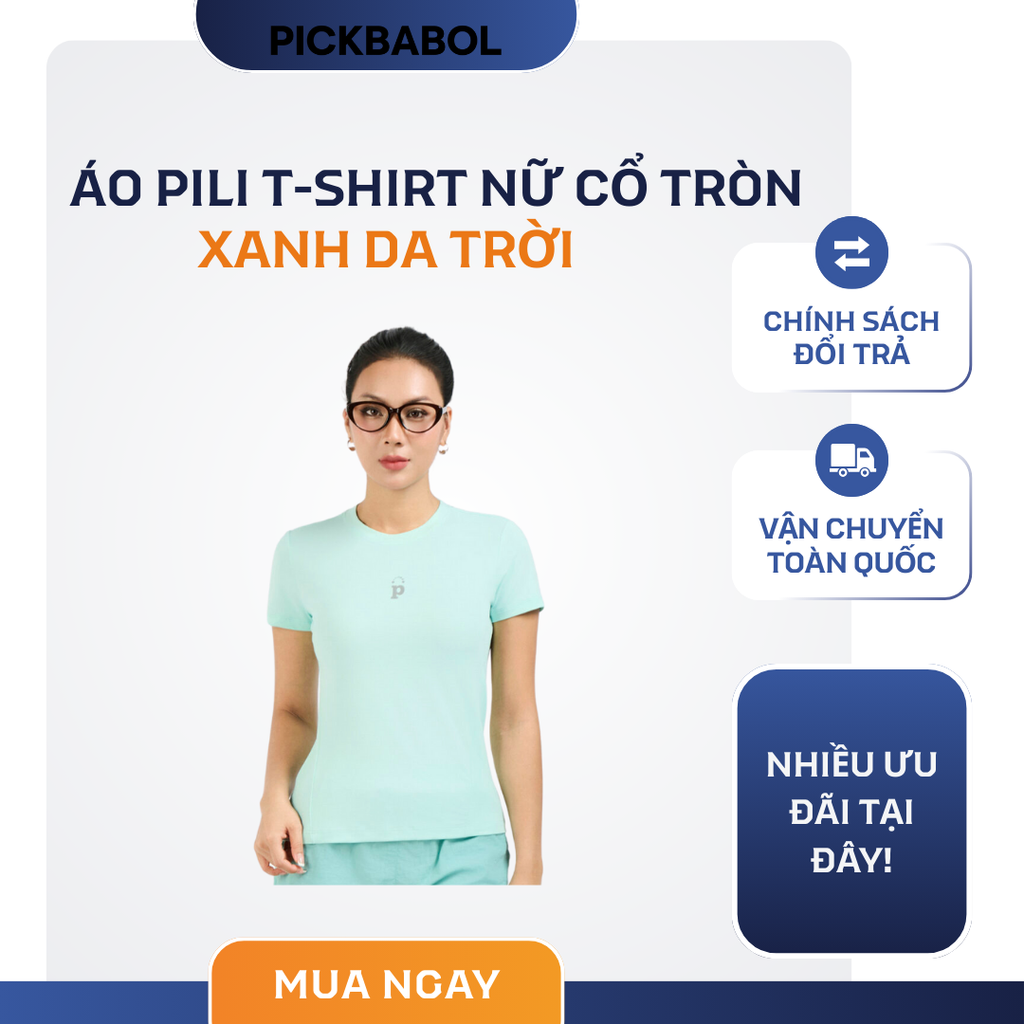  Áo Pili T-shirt Nữ Cổ Tròn - Xanh da trời 