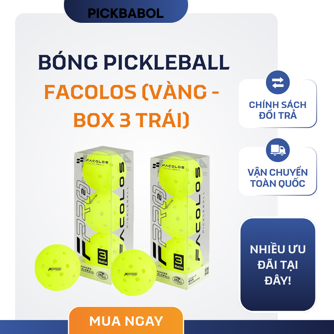  Bóng Pickleball Facolos Vàng- Box 3 trái 