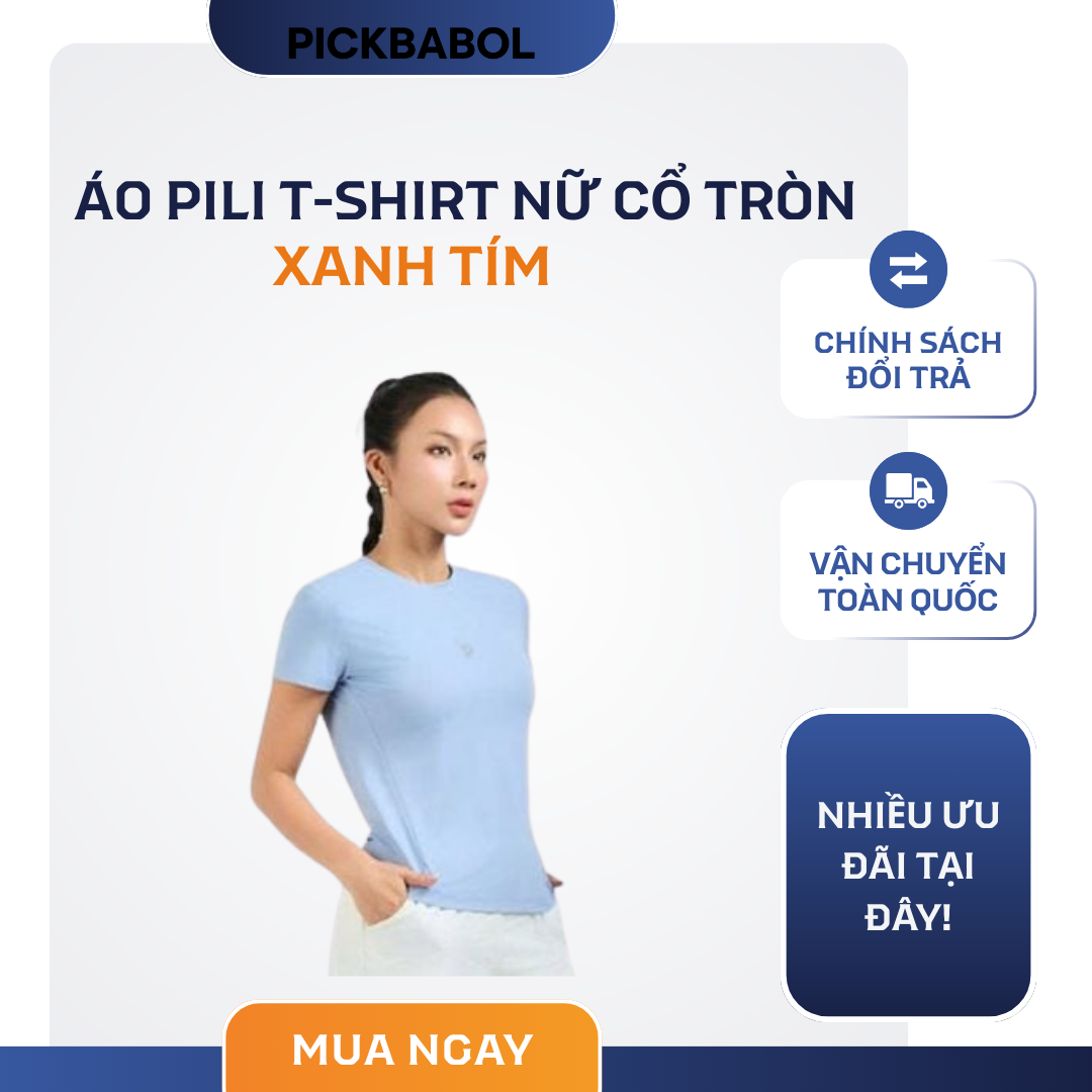  Áo Pili T-shirt Nữ Cổ Tròn - Xanh tím 