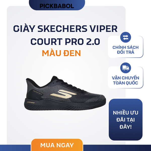  Giày Skechers Viper Court Pro 2.0 - Màu đen 