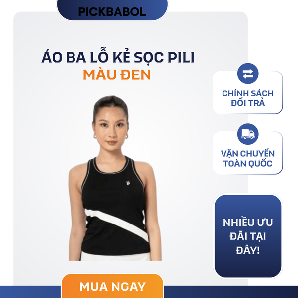  Áo ba lỗ kẻ sọc Pili - Đen 