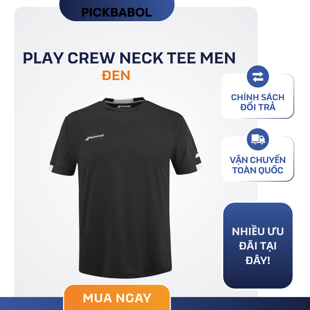  Áo Babolat Play Crew Neck Tee Men - Đen 