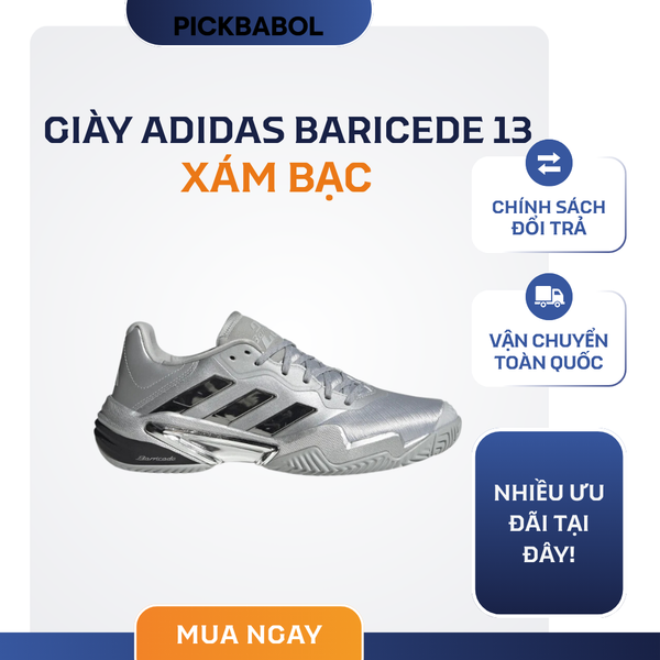  Giày Adidas Baricede 13 xám bạc 
