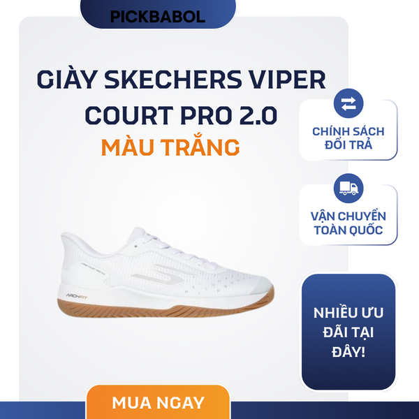  Giày Skechers Viper Court Pro 2.0 - Màu trắng 