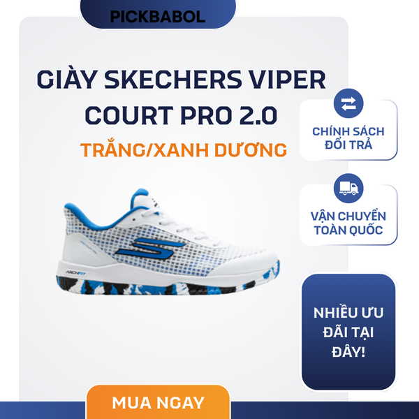  Giày Skechers Viper Court Pro 2.0 - Màu trắng/xanh dương 