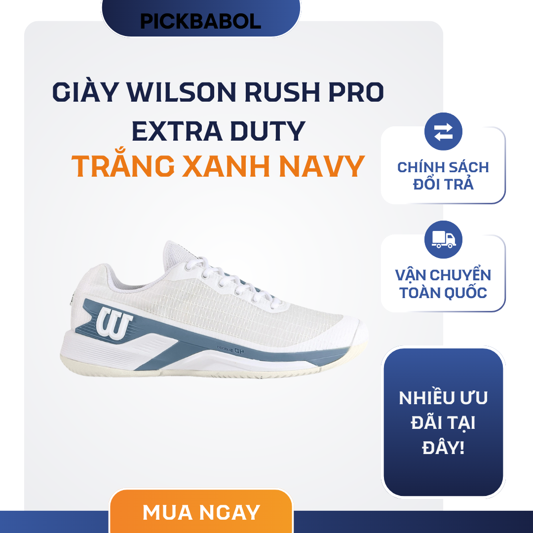  Giày Wilson Rush Pro Extra Duty - Trắng xanh navy 