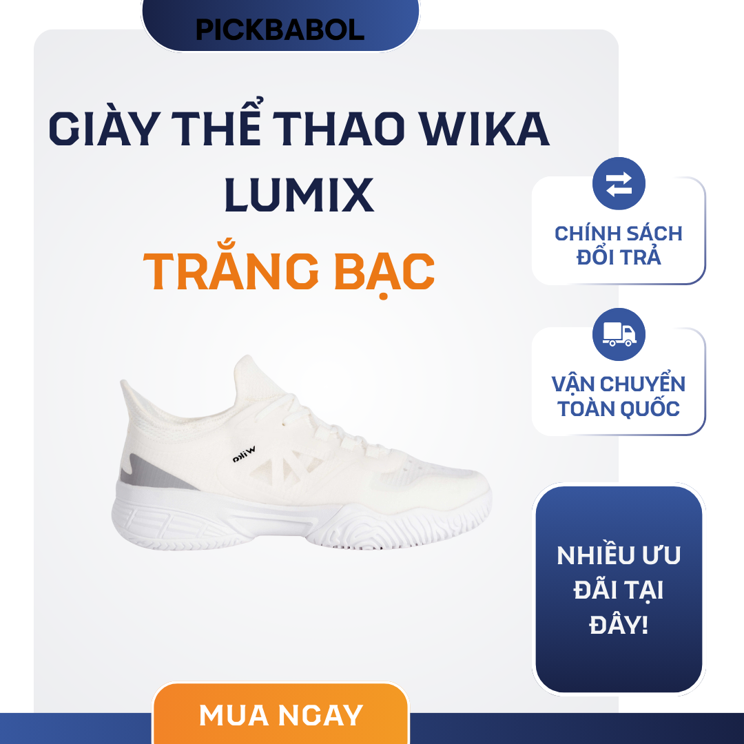  Giày thể thao Wika Lumix - Trắng bạc 