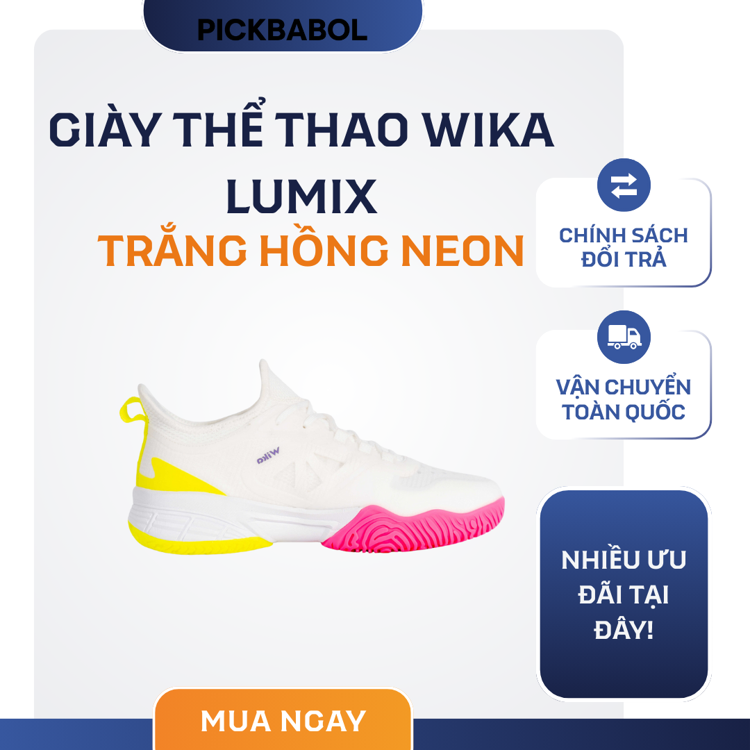  Giày thể thao Wika Lumix - Trắng hồng neon 