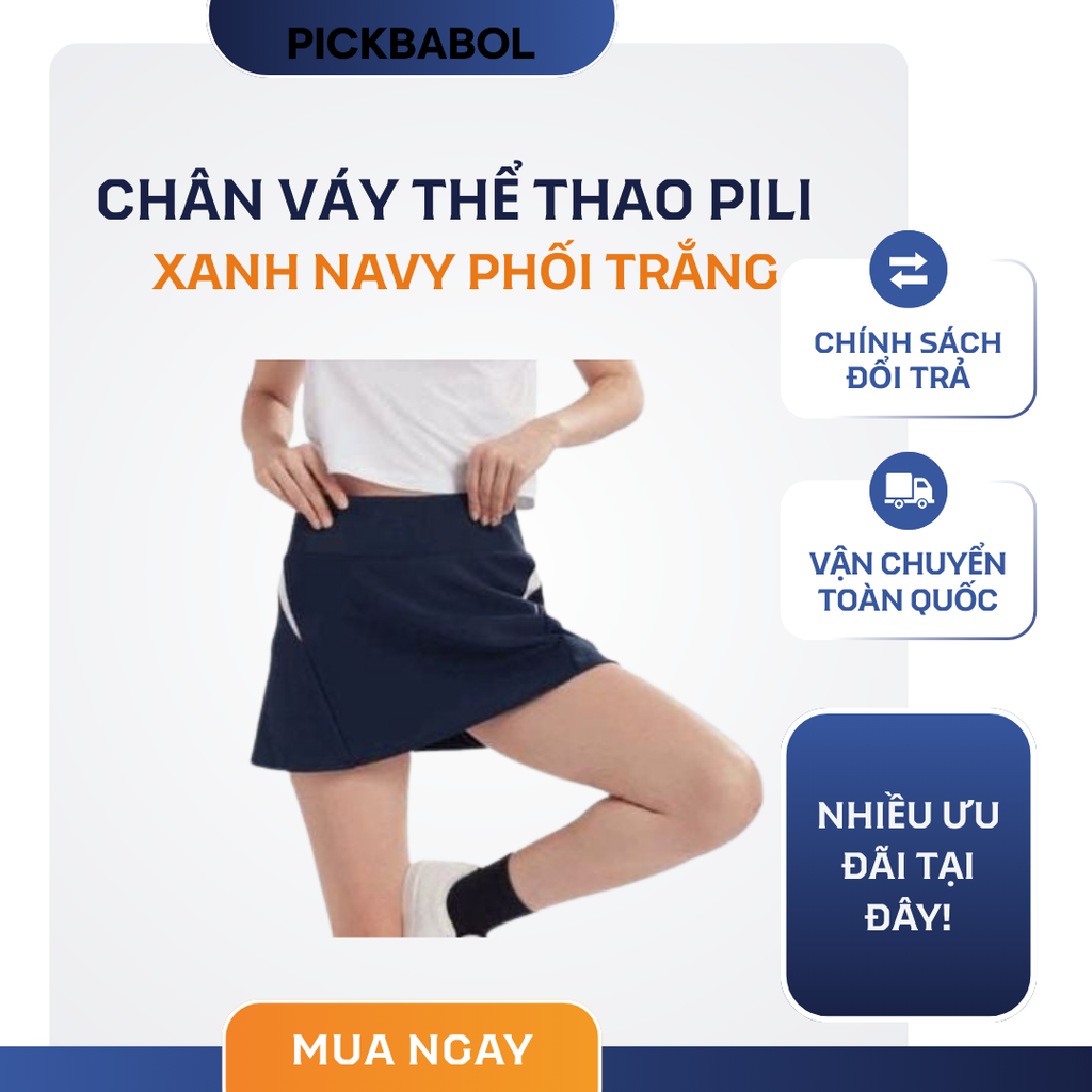  Chân Váy Thể Thao PILI - Xanh Navy phối trắng 