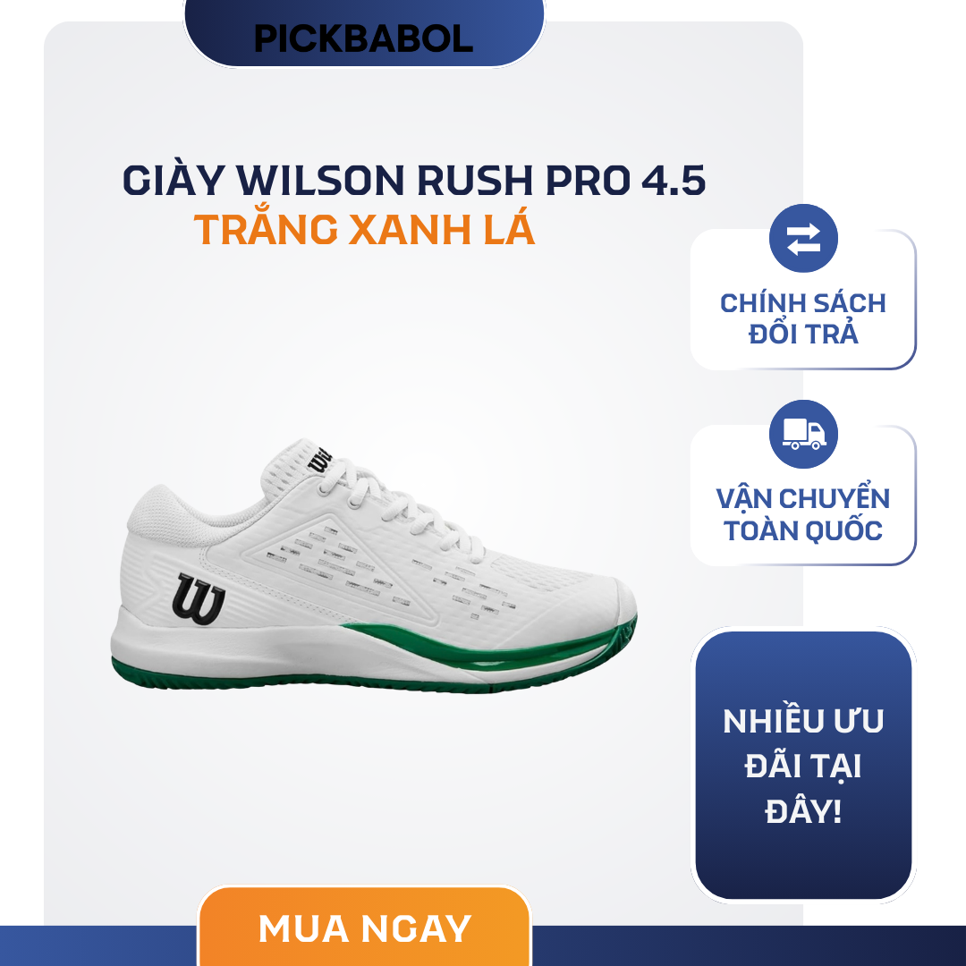  Giày Wilson Rush Pro 4.5 Trắng Xanh Lá 