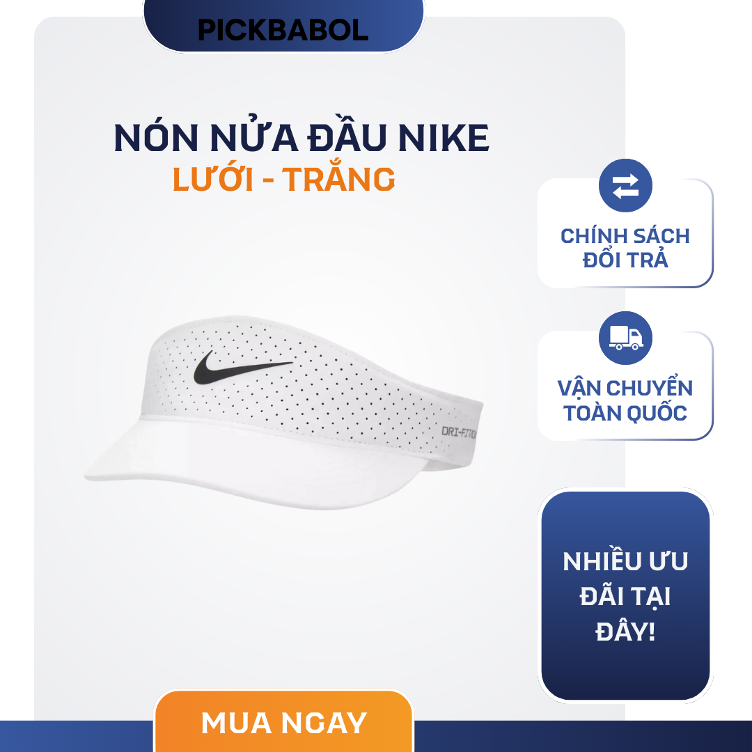  Nón nửa đầu Nike - Trắng lưới 