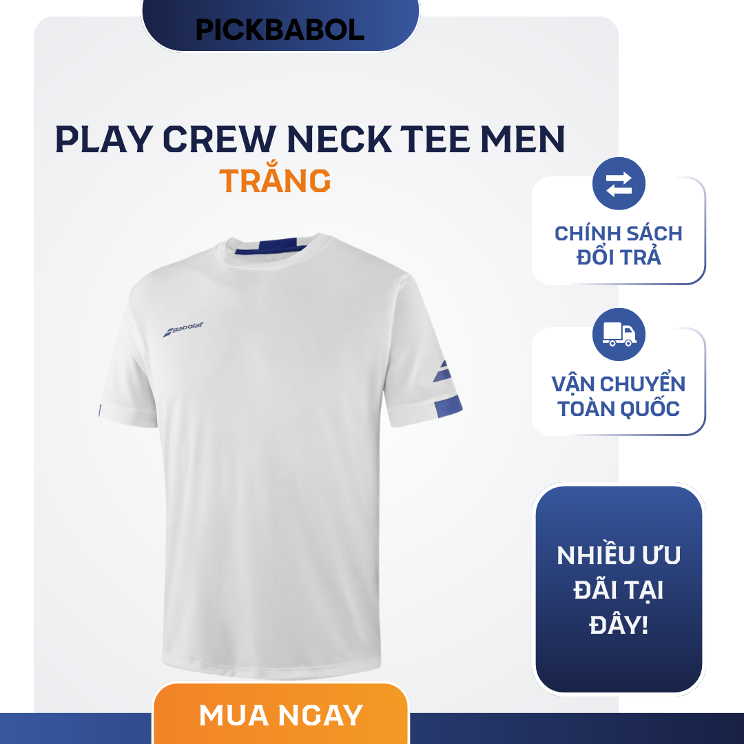  Áo Babolat Play Crew Neck Tee Men - Trắng 