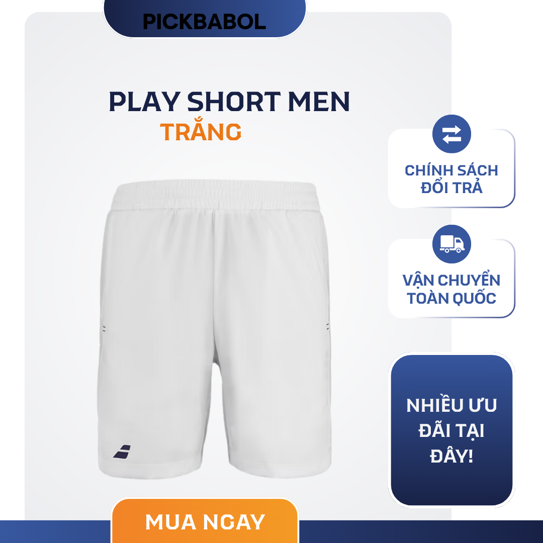  Quần Babolat Play Short Men - Trắng 