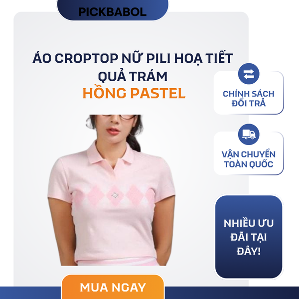  Áo Croptop Nữ PILI Hoạ Tiết Quả Trám - Hồng Pastel 