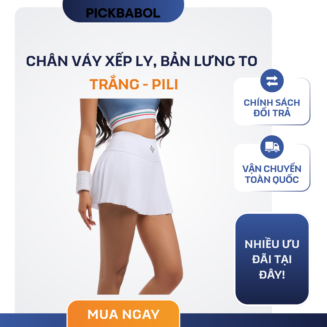  Chân váy xếp ly, bản lưng to - Trắng PILI 