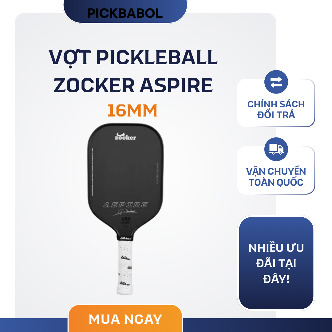  Vợt Pickleball Zocker Aspire - 16mm 