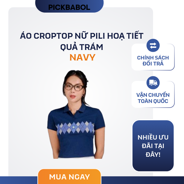  Áo Croptop Nữ PILI Hoạ Tiết Quả Trám - Navy 