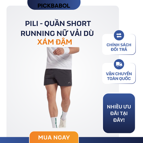  Pili - Quần Short Running Ống Nhỏ Xẻ Tà - Xám đậm 