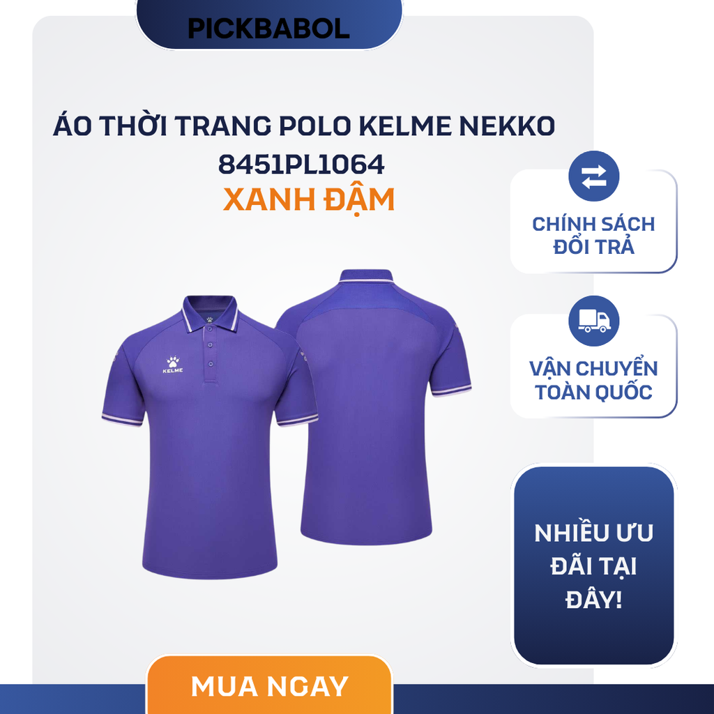  Áo Thời Trang Polo Kelme Nekko 8451PL1064 - Xanh đậm 