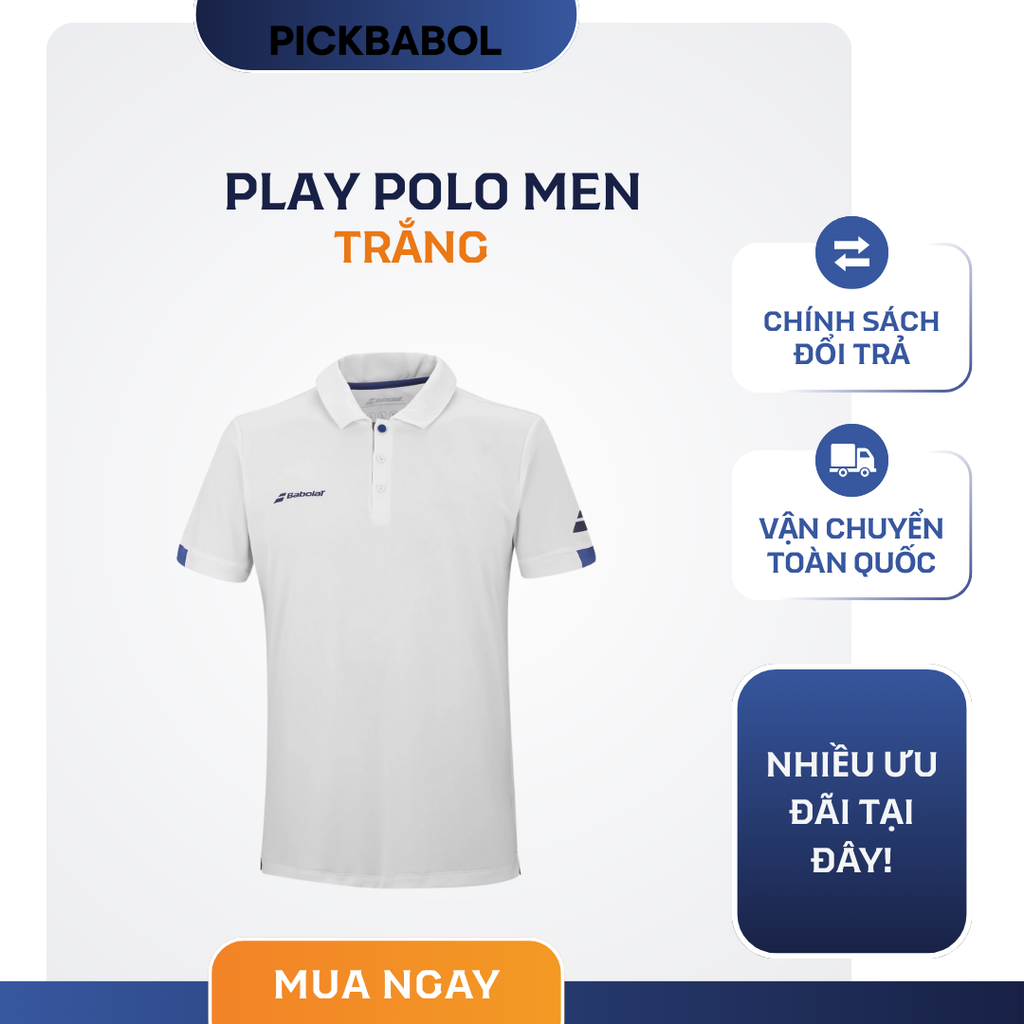  Áo Babolat Play Polo Men - Trắng 