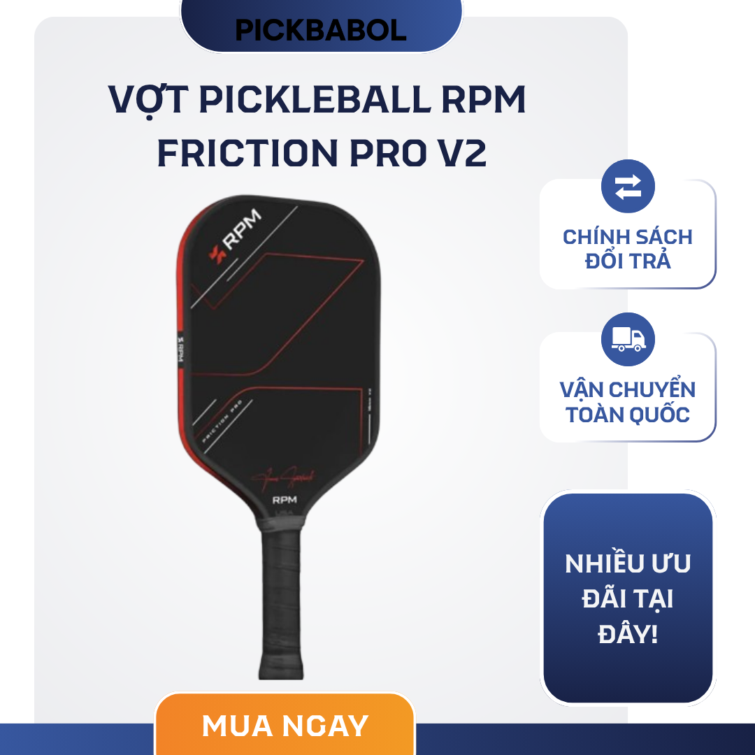  Vợt Pickleball RPM FRICTION PRO 16MM Elongated V2 