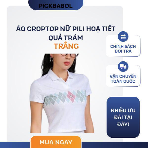  Áo Croptop Nữ PILI Hoạ Tiết Quả Trám - Trắng 