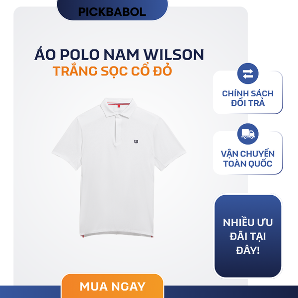  Áo Polo Nam Wilson - Trắng sọc cổ đỏ 