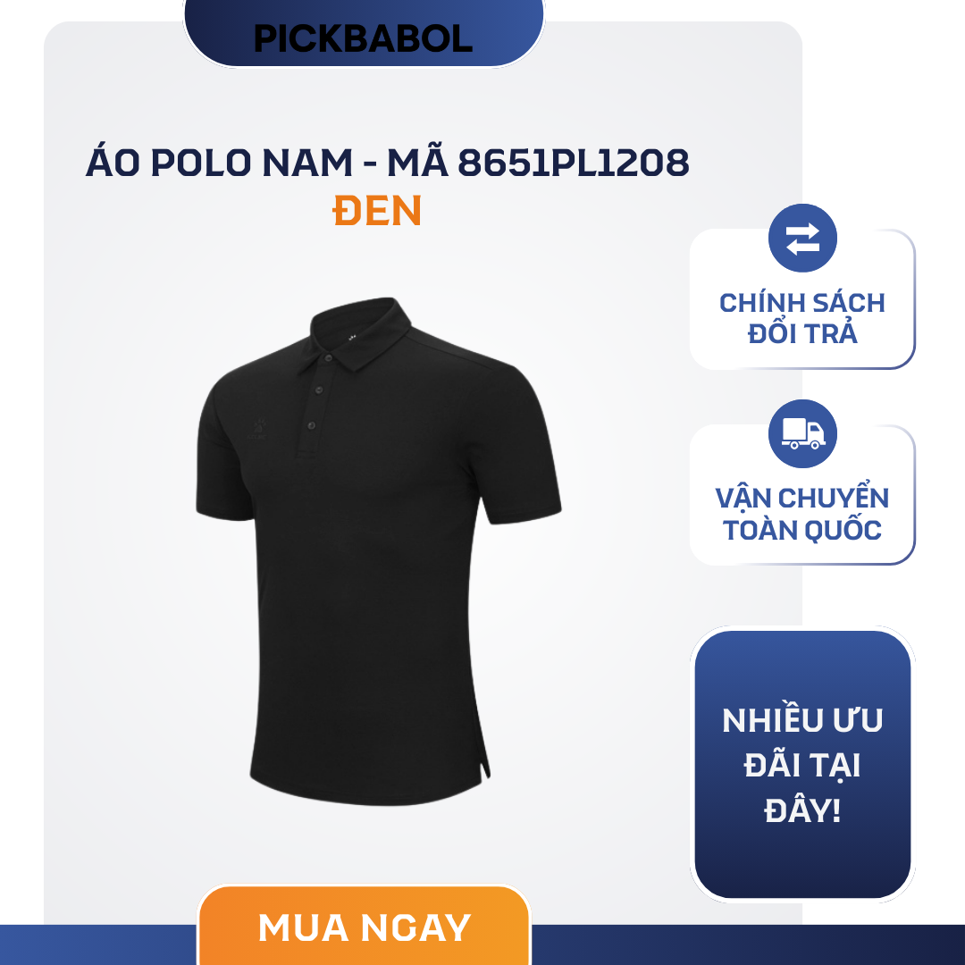  ÁO POLO NAM KELME - MÃ 8651PL1208 - Đen 