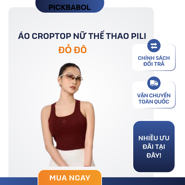  Áo Croptop Nữ Thể Thao PILI - Đỏ đô 