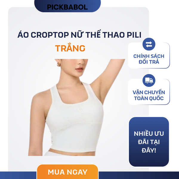  Áo Croptop Nữ Thể Thao PILI - Trắng 