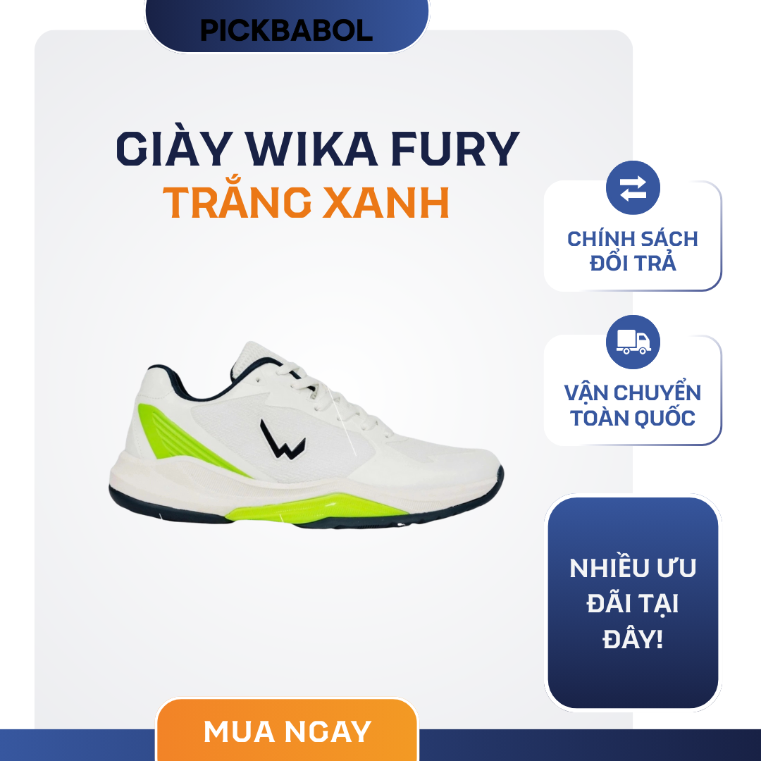  Giày Wika Fury - Trắng xanh 