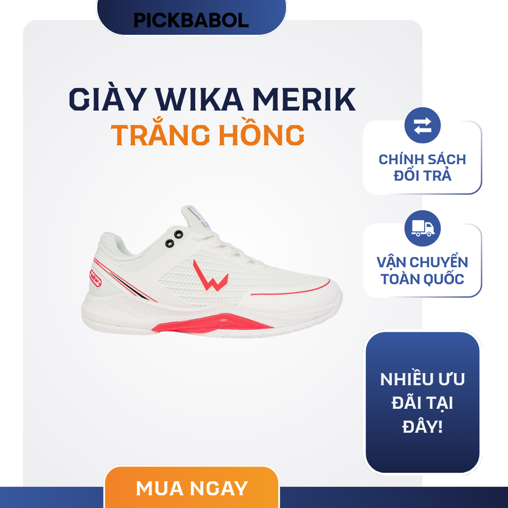 Giày Wika Merik - Trắng hồng 