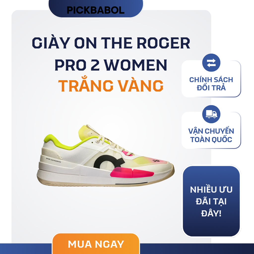  Giày ON The Roger Pro 2 Woman - Màu trắng vàng 