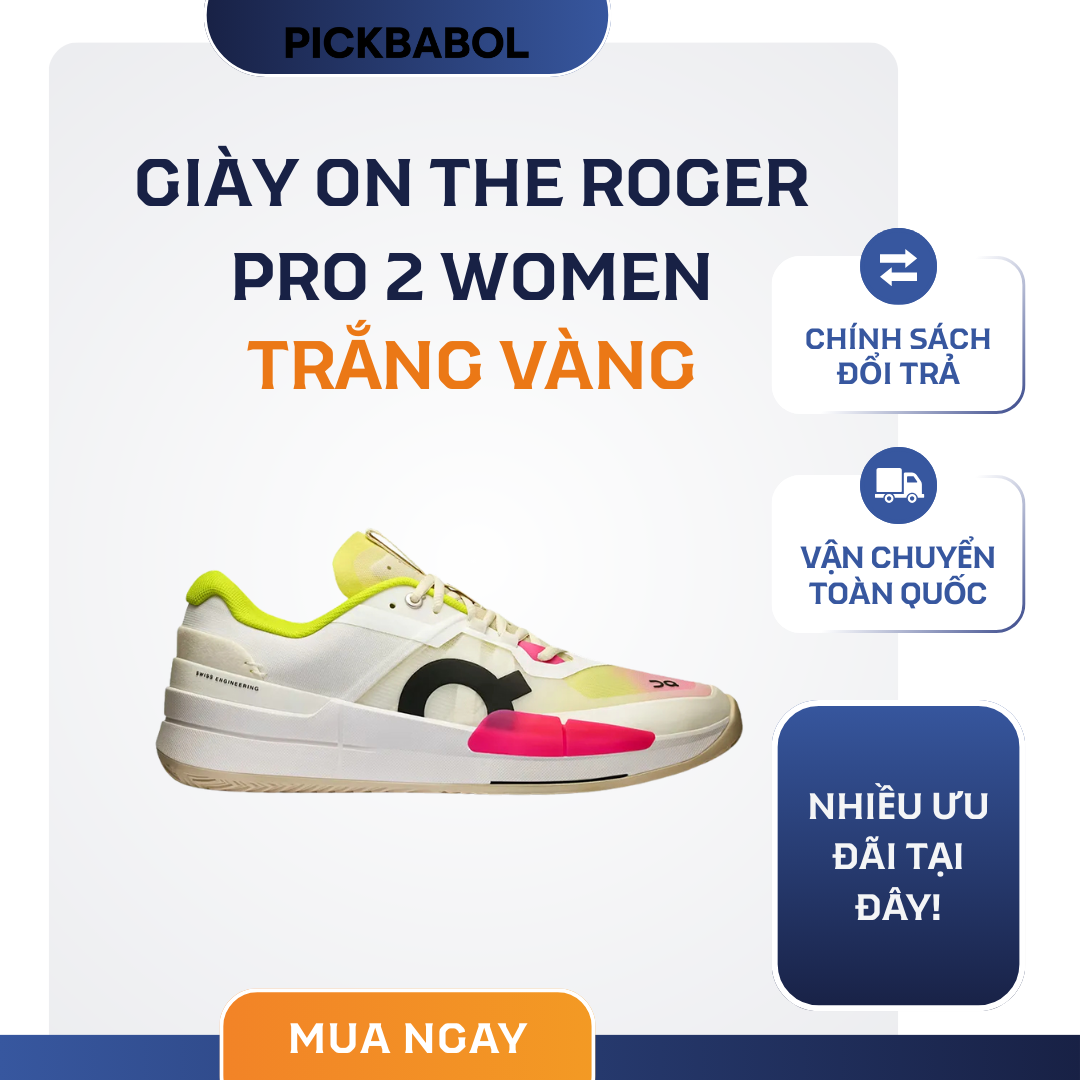  Giày ON The Roger Pro 2 Woman - Màu trắng vàng 