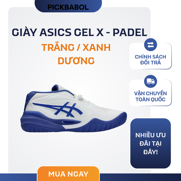  Giày Asics Gel Resolution X - PADEL Trắng Xanh dương 