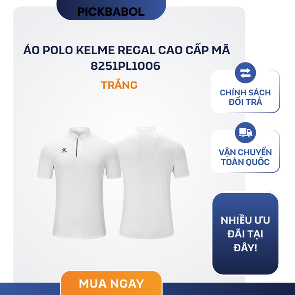  Áo Polo Kelme Regal Cao Cấp Mã 8251PL1006 - Trắng 