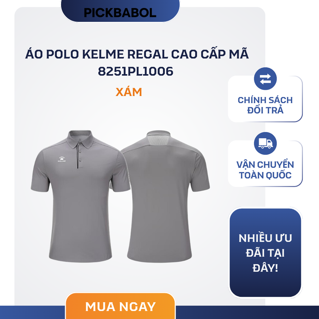  Áo Polo Kelme Regal Cao Cấp Mã 8251PL1006 - Xám 